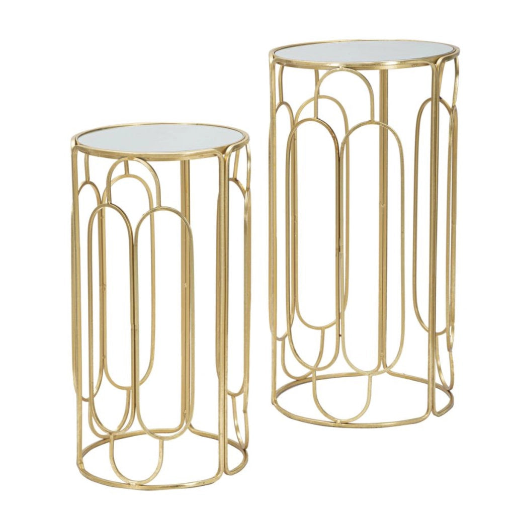 Set di Tavolini VKH555, Oro, Metallo, 36,5x36,5x70 cm
