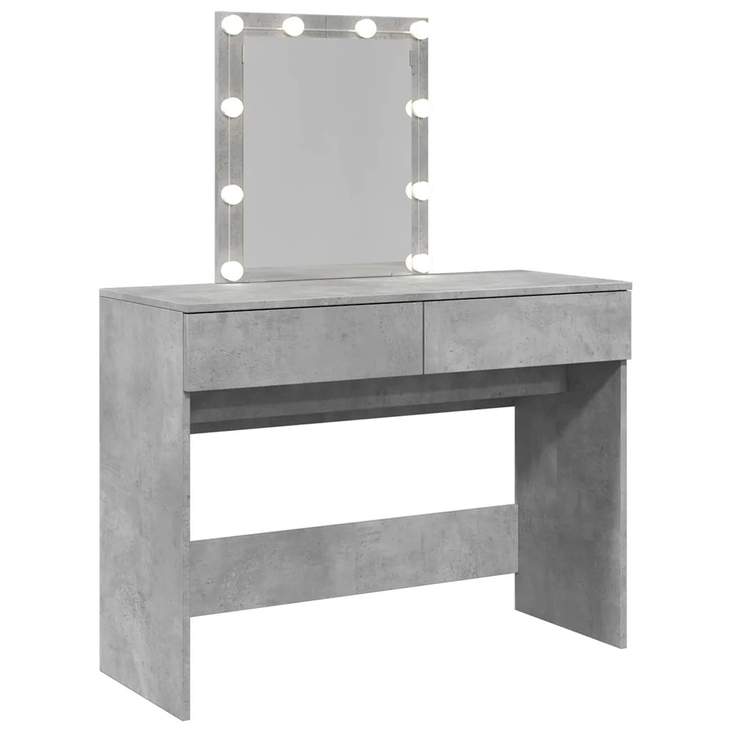 Toeletta | Tavolo da Trucco con LED Grigio Cemento 100x40x130 cm