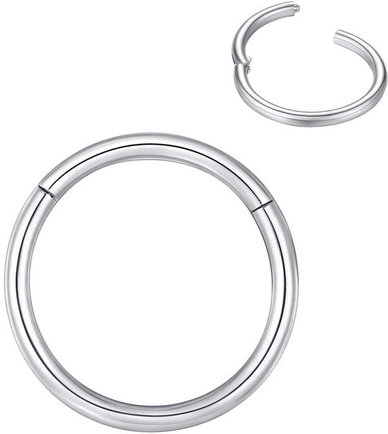 Anello di Piercing 316L - Anello Segmentato Ripiegabile - Acciaio Chirurgico - Ipersensibilità Minima - Diametro Esterno 1,6 mm - Diametro Interno 12 mm - Piercing