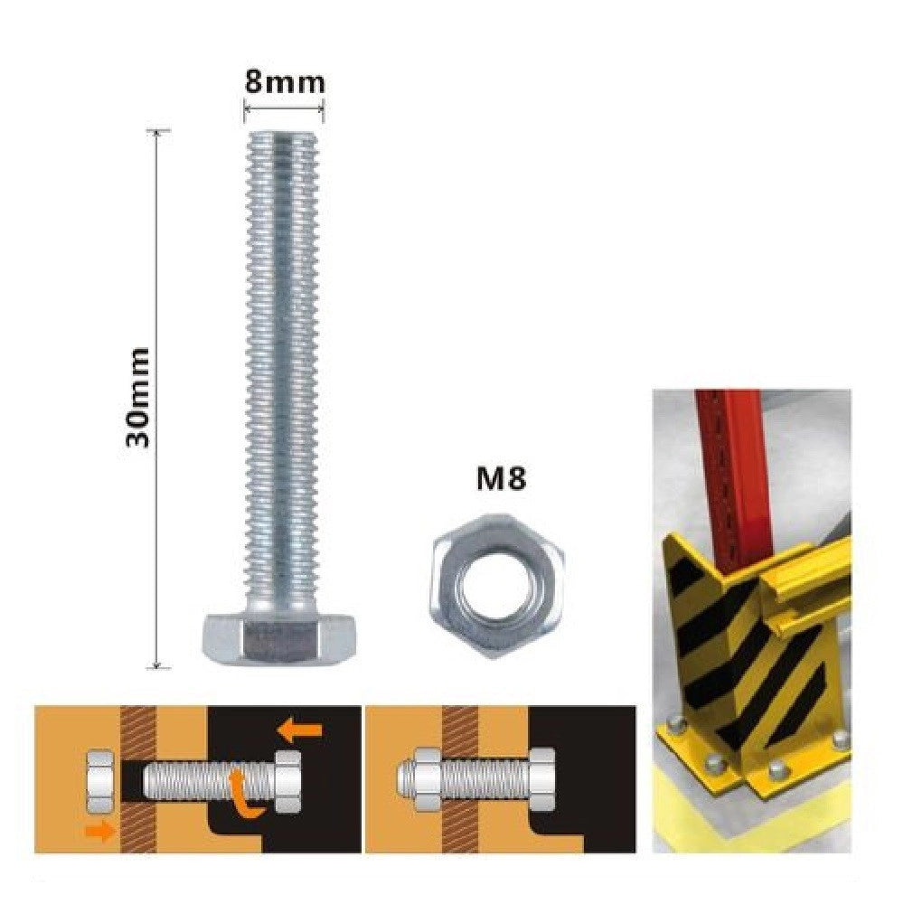 Trade Shop - Set 3pz Vite Viti Per Esterno A Testa Esagonali 8 X 30 Mm Con Dadi Dado M8 90920 -