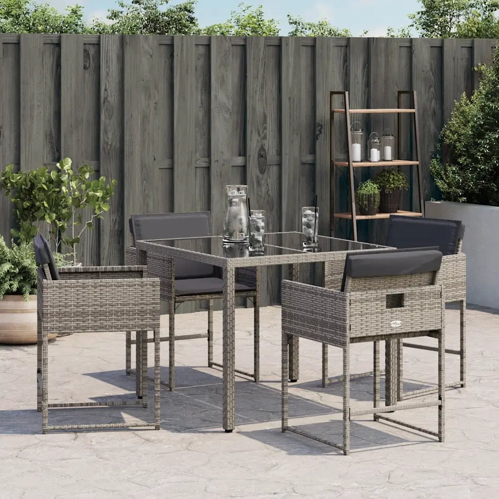 vidaXL Sedie da Giardino con Cuscini 4pz Grigio in Polyrattan