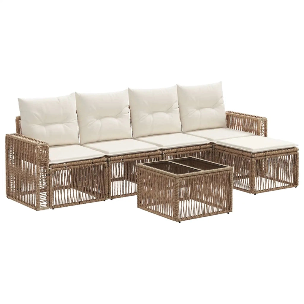 Set Divano da Giardino 6 pcs Beige e Bianco Crema polyrattan 3435114