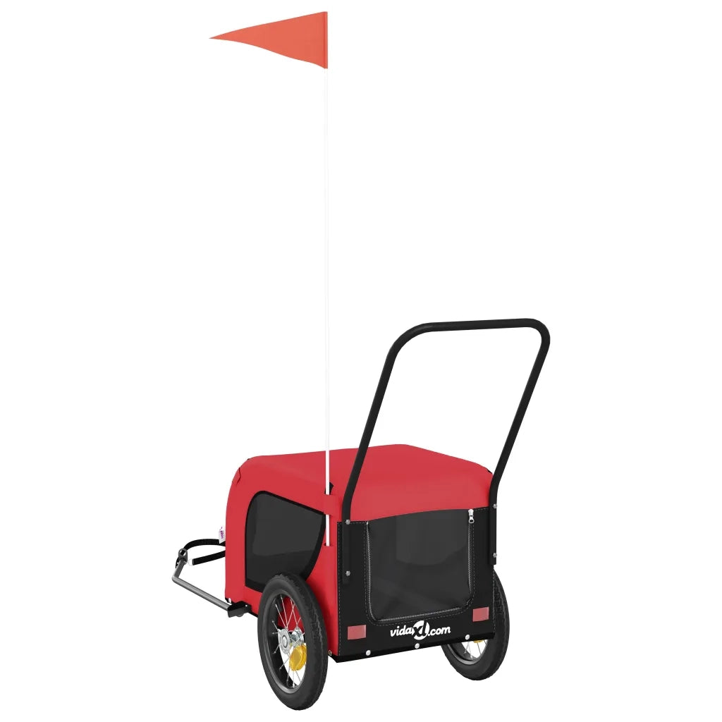 Rimorchio da Bici per Animali Rosso e Nero Oxford e Ferro CFW5331545