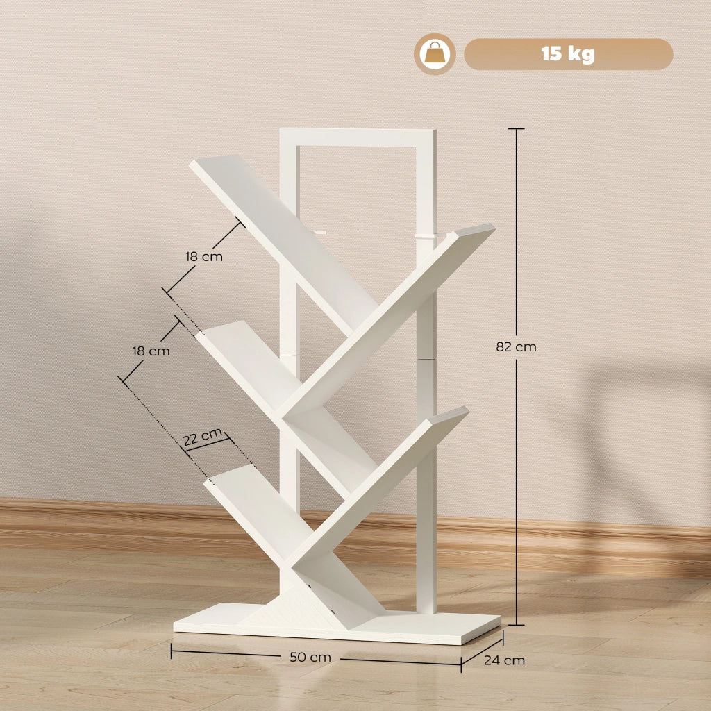 Libreria a Forma di Albero con 5 Ripiani ¨C zephmum ¨C Bianco 50x24x82 cm