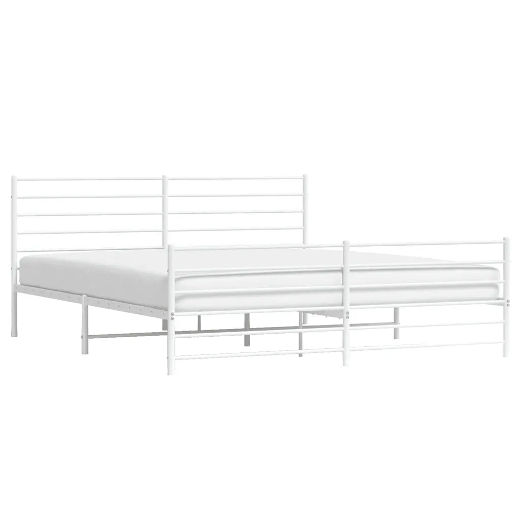 Giroletto con Testiera e Pediera Metallo Bianco 183x213 cm 352391