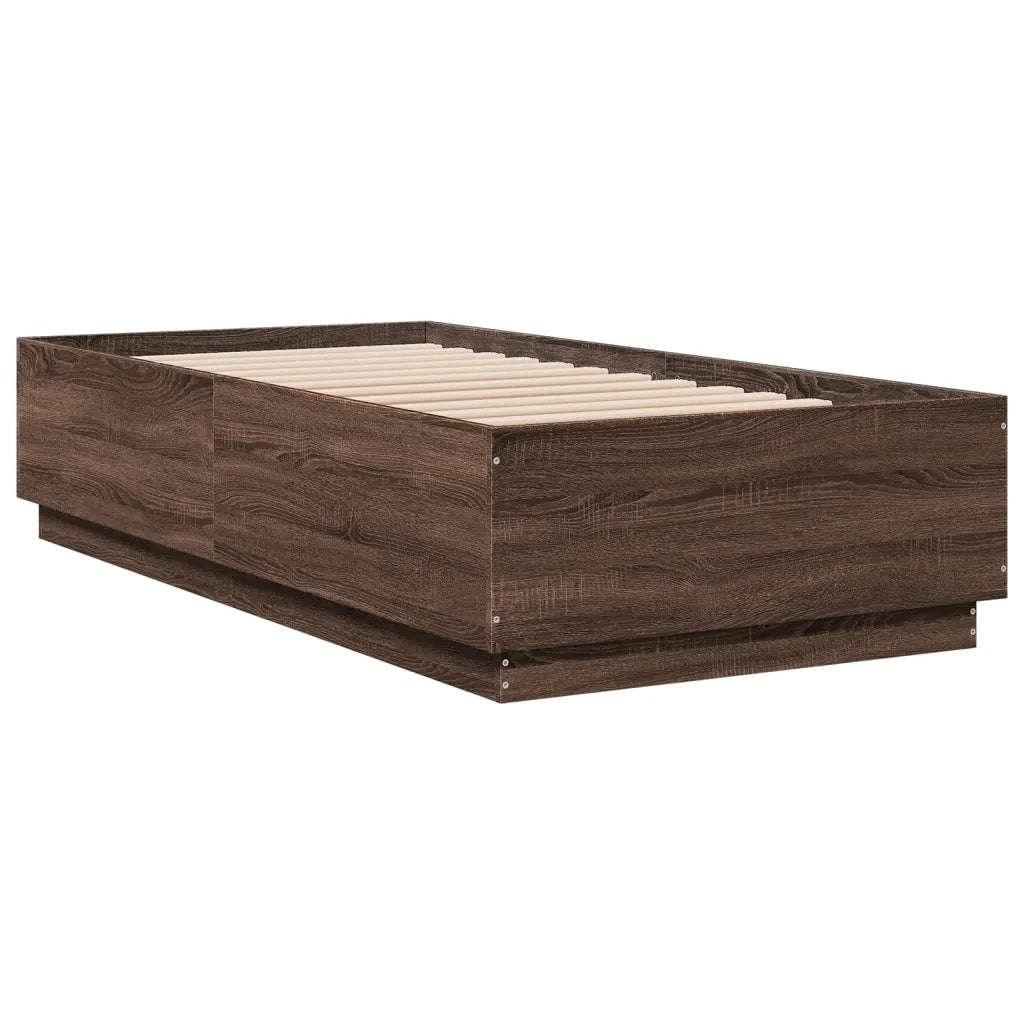 Letto singolo | Letto per adulti | Giroletto Rovere Marrone 75x190 cm in Legno Multistrato
