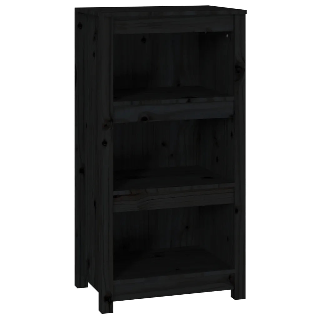 Libreria Nera 50x35x97 cm in Legno Massello di Pino