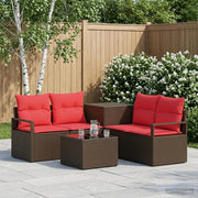 Set di divani 6 pz Marrone e Rosso Rattan sintetico e Acciaio 3447239