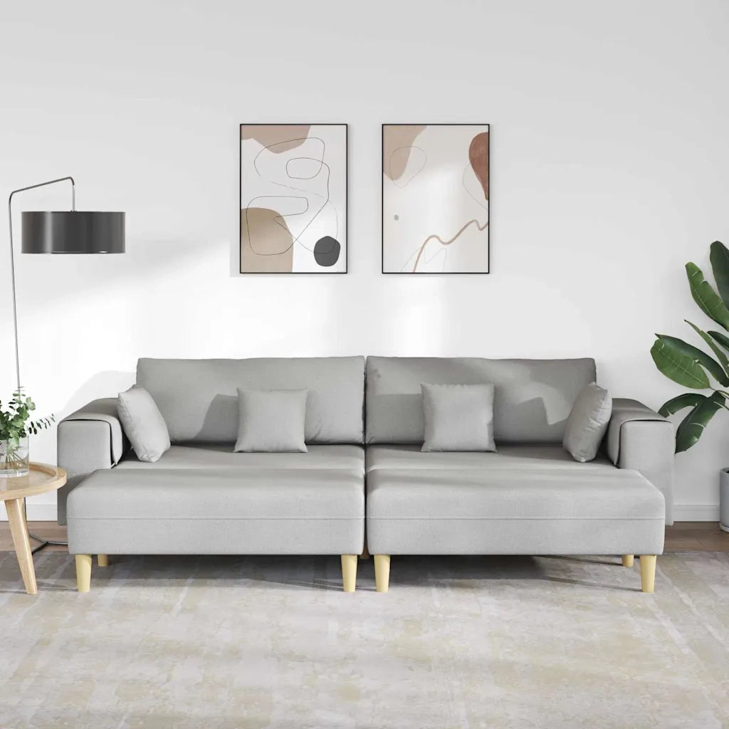 Divano in tessuto con cuscino 3 pcs Grigio Nuvola 208 cm Tessuto
