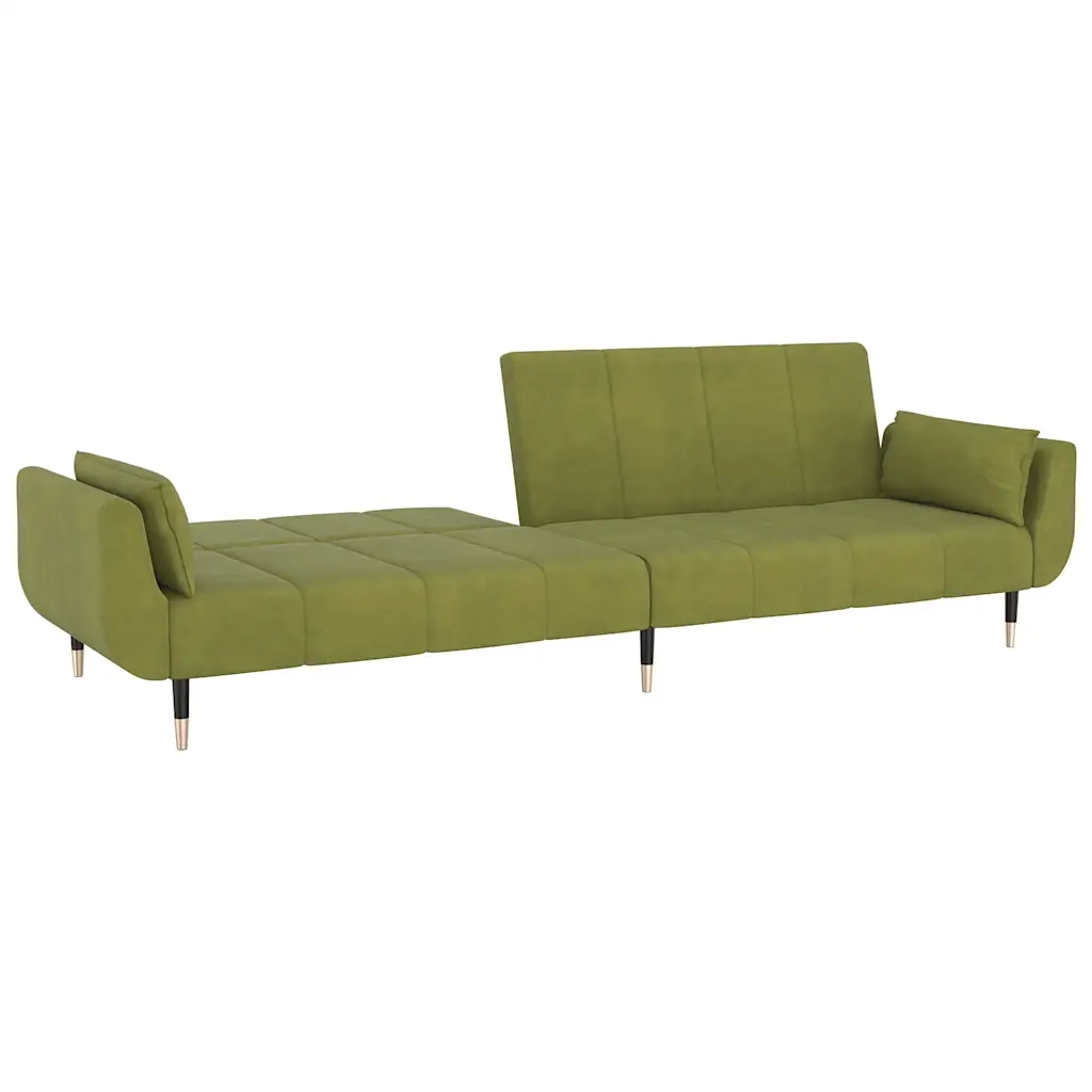 Divano Letto a 2 Posti con 2 Cuscini Verde Chiaro in Velluto cod mxl 5873