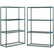 Mensola per piante, set da 2, 4 ripiani, porta vasi per balcone/giardino, in acciaio, verde, 70x27x110 cm