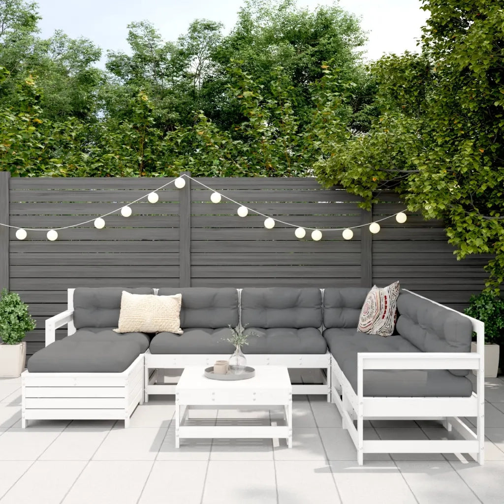 Set Divani da Giardino 8 pz in Legno Massello di Pino Biancocod mxl 116993