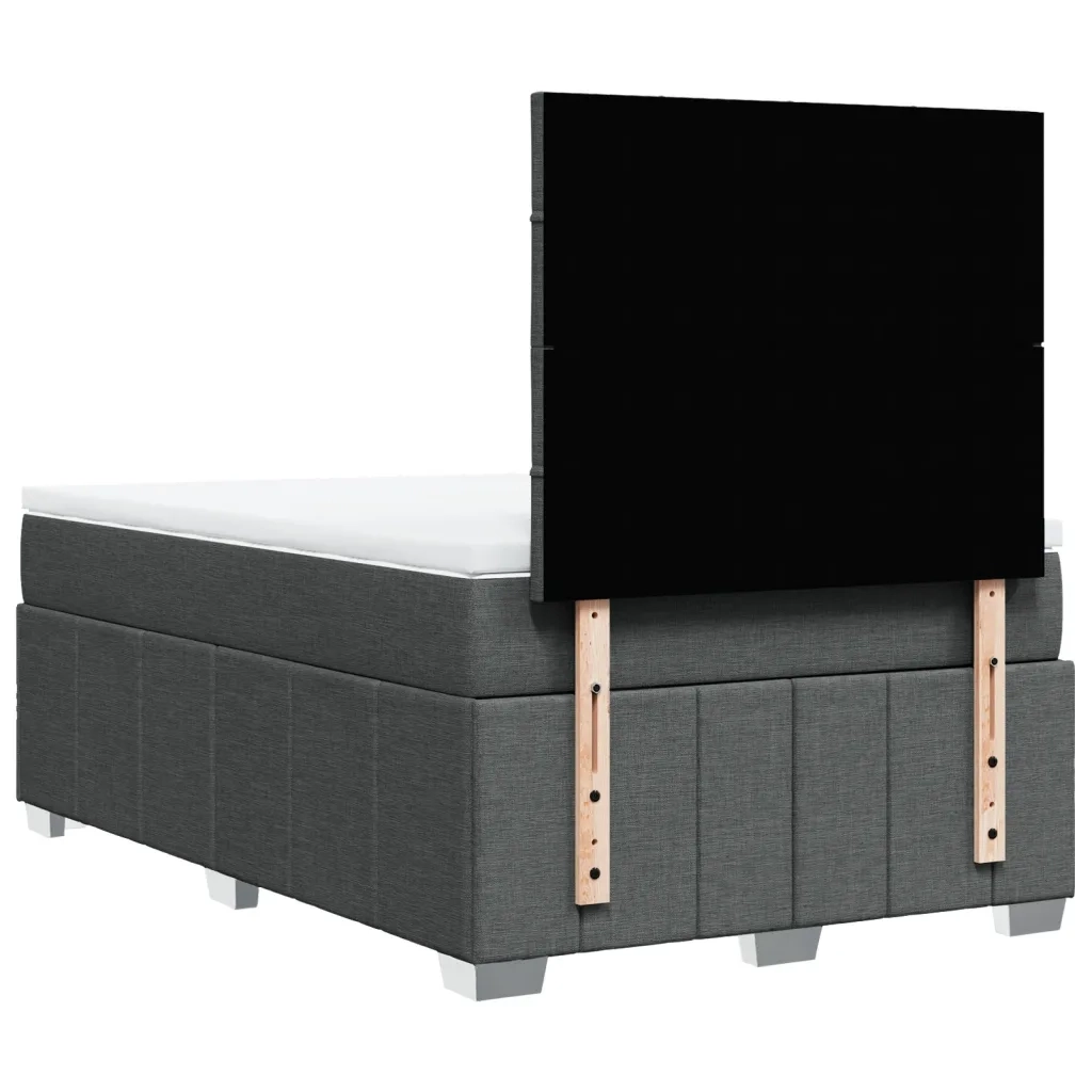 Giroletto a Molle con Materasso Grigio Scuro 120x200 cm Tessuto