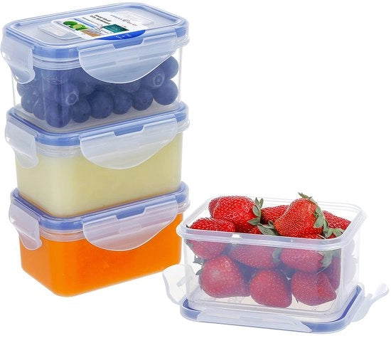 4 pacchi di contenitori in plastica con coperchi, scatole per pasti, piatti per forno a microonde, impermeabili, portatili e resistenti, 180ml