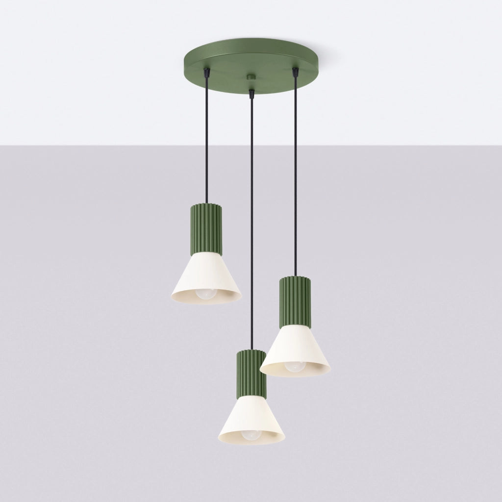 Lampada a sospensione moderna tripla verde/beige E14 MOLDEA