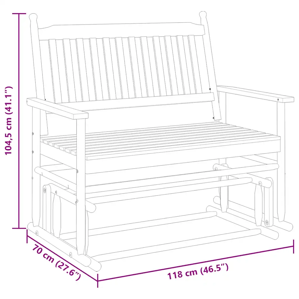 vidaXL Panca a Dondolo Bianca 118x70x104,5 cm Legno Massello di Pioppo