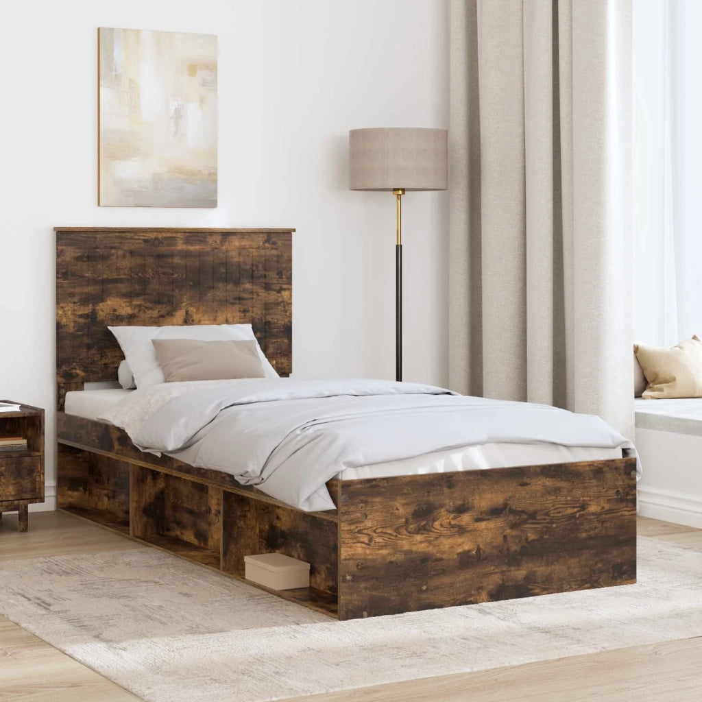 Struttura del letto Rovere fumé 90 x 190 cm Pino massello 3411068