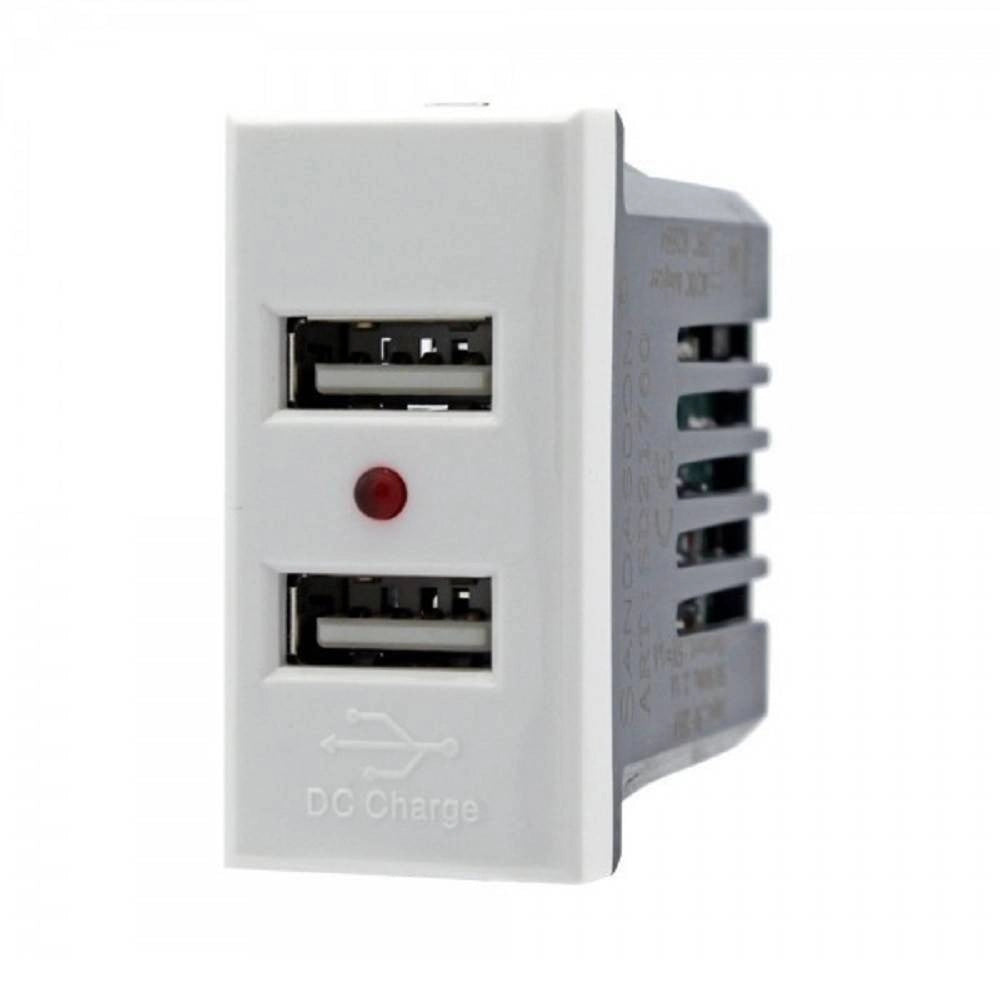 Trade Shop - Modulo Presa Caricatore 2 Porte Usb 2,1a Bianco Compatibile Bticino Axolute -