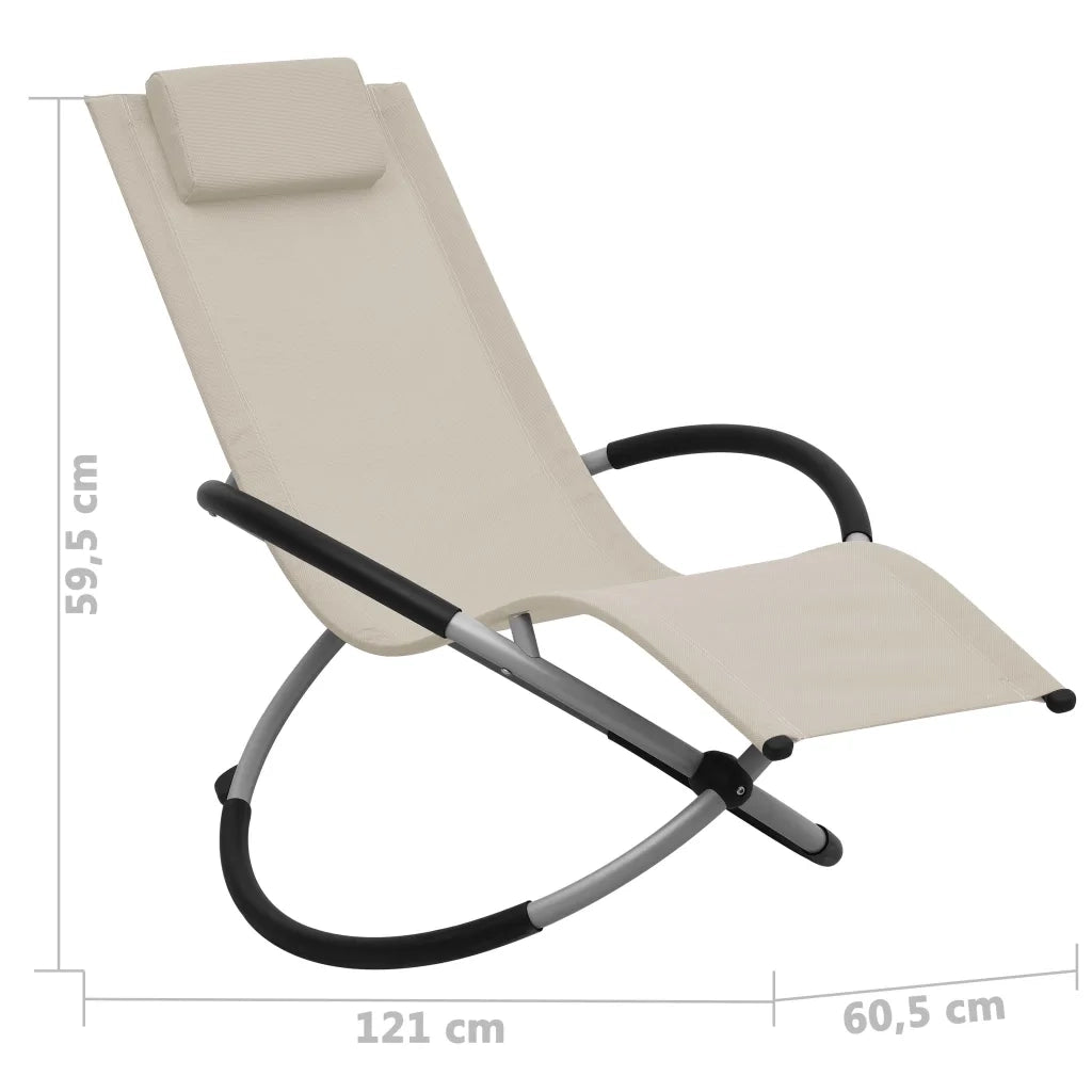 Lettino Prendisole per Bambini in Acciaio Crema 47794