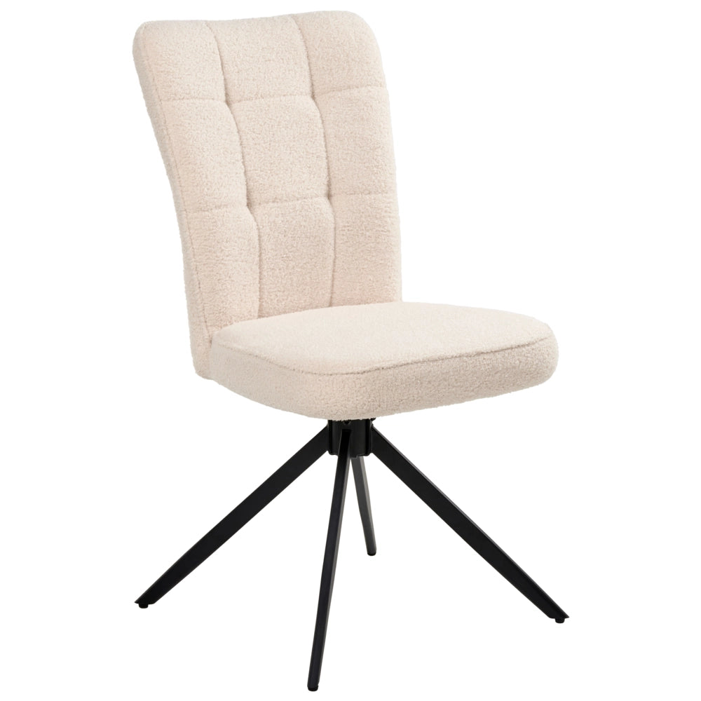 Set di 2 sedie da pranzo girevoli Rivestimento bouclé beige chiaro Base con gambe in metallo Sala da pranzo