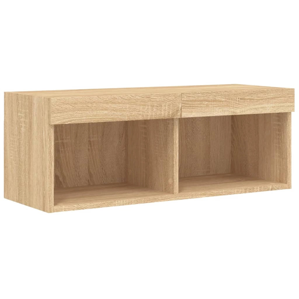 Mobile TV multimediale scaffale TV credenza mobile TV sala da pranzo soggiorno camera da letto con illuminazione a LED 4 pezzi legno ingegnerizzato rovere Sonoma marrone 02_0029363