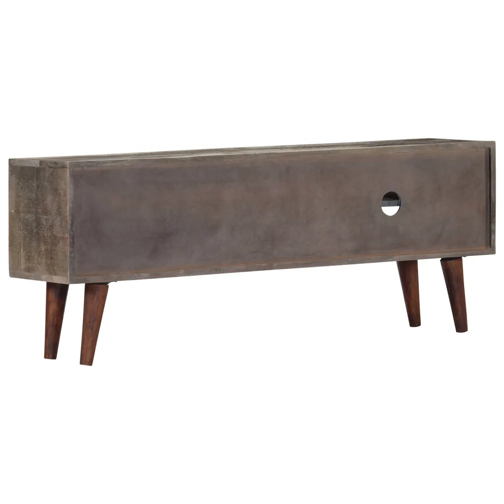 Mobile TV Grigio 130x30x46 cm in Legno Massello di Mango Grezzo 282743