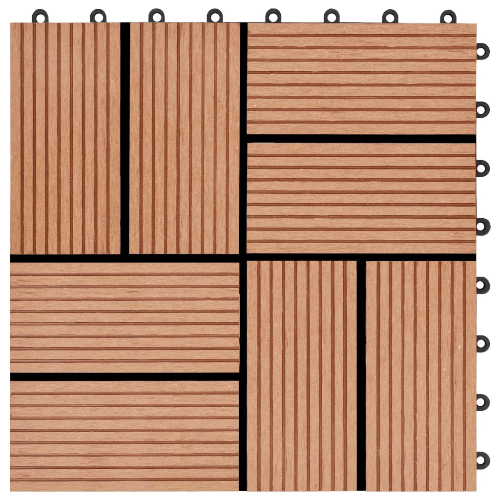 Piastrella per Decking 11 pz Teak riciclato 30 x 30 cm WPC CFW2883130