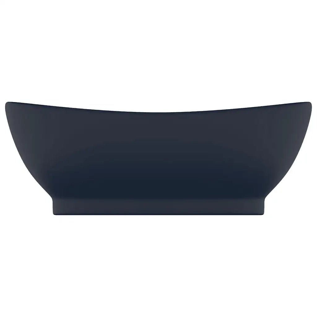 Lavabo con Troppopieno-Lavandino Ovale Blu Scuro Opaco 58,5x39cm Ceramica