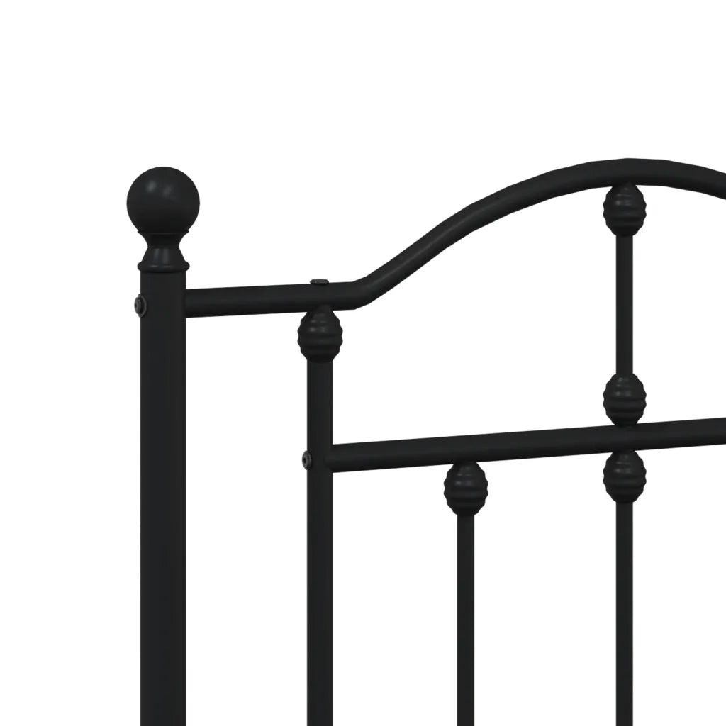 Giroletto con Testiera e Pediera-Struttura Letto Metallo Nero 120x190 cm 376842