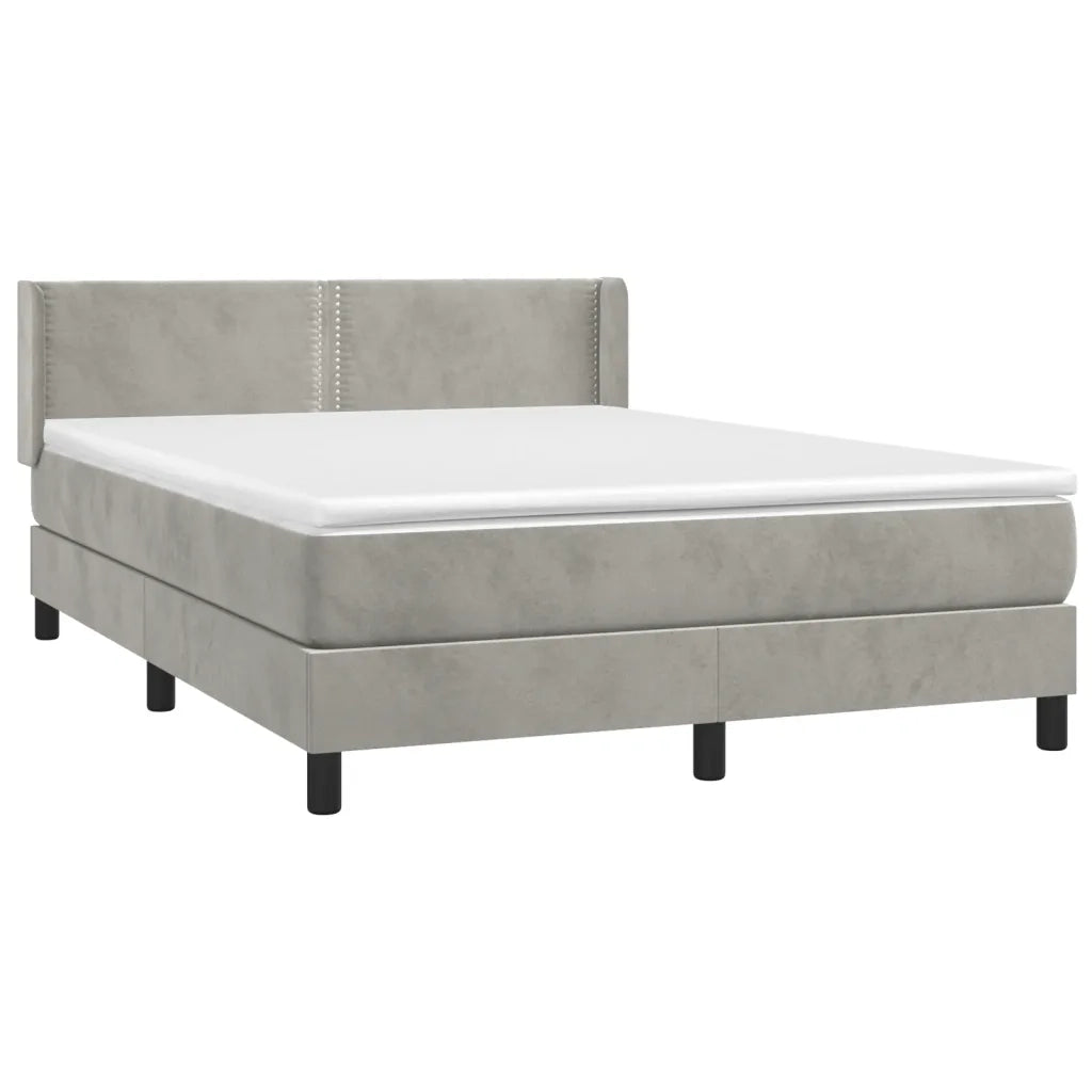 Giroletto a Molle con Materasso Grigio Chiaro 140x200cm Velluto 3130901