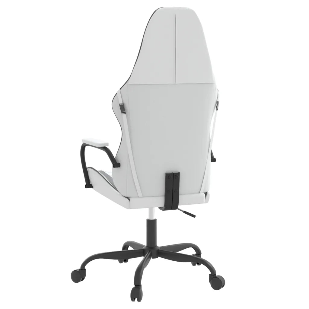 Sedia da Gaming | Sedia da e-sports Massaggiante Bianco e Nero in Similpelle