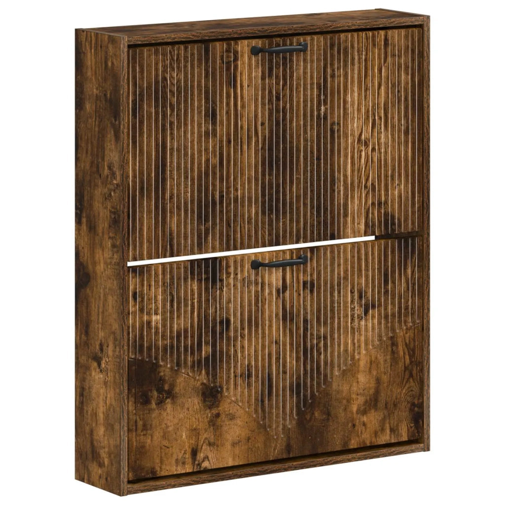 Mobiletto per Scarpe da Muro HOORN 71 x 17 x 86 cm Rovere Fumo 897300
