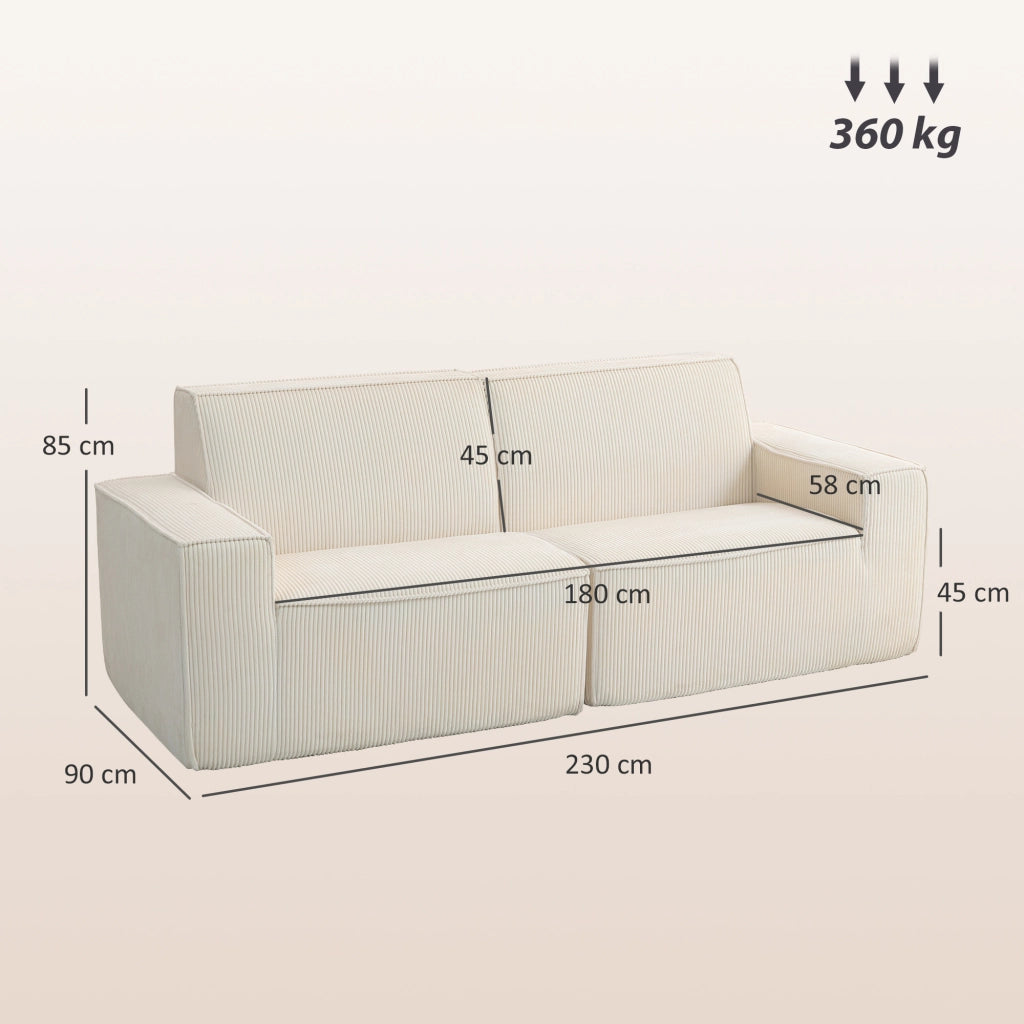 Divano 3 posti in velluto ¨C Minimal ¨C beige 230 cm