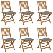 Sedie da Giardino Pieghevoli 6 pz con Cuscini Massello Acacia cod mxl 8483