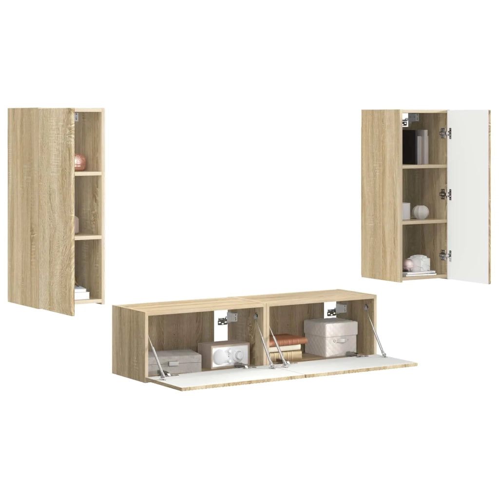 Set mobile TV 2 pz-Credenza per TV Rovere Sonoma Legno multistrato 109427