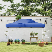 Gazebo Pop-up Pieghevole 3 x 4,5 m, Gazebo da Giardino Impermeabile Altezza Regolabile con Fori di Drenaggio, Tenda da Giardino Antivento con Borsa di Trasporto a Ruote (Blu)