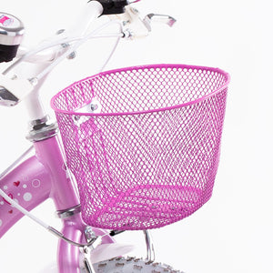 SCH PINK LOVE 14", bicicletta per bambini, adatta ad eta'  tra i 4 e i 6 anni, per altezza tra 100 e 120 cm, con cestin