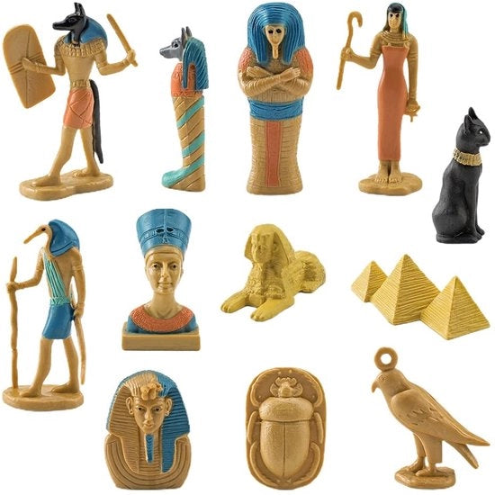 Set di Statue Antiche Egizie di 12 - Miniature PVC - Giocattoli Educativi - Decorazioni per Interni - Figure Colorate