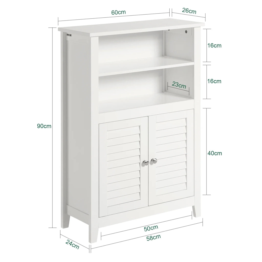 Mobiletto da Bagno salvaspazio Armadietto in Legno Bianco L60*P26*A90 cm, BZR13-W
