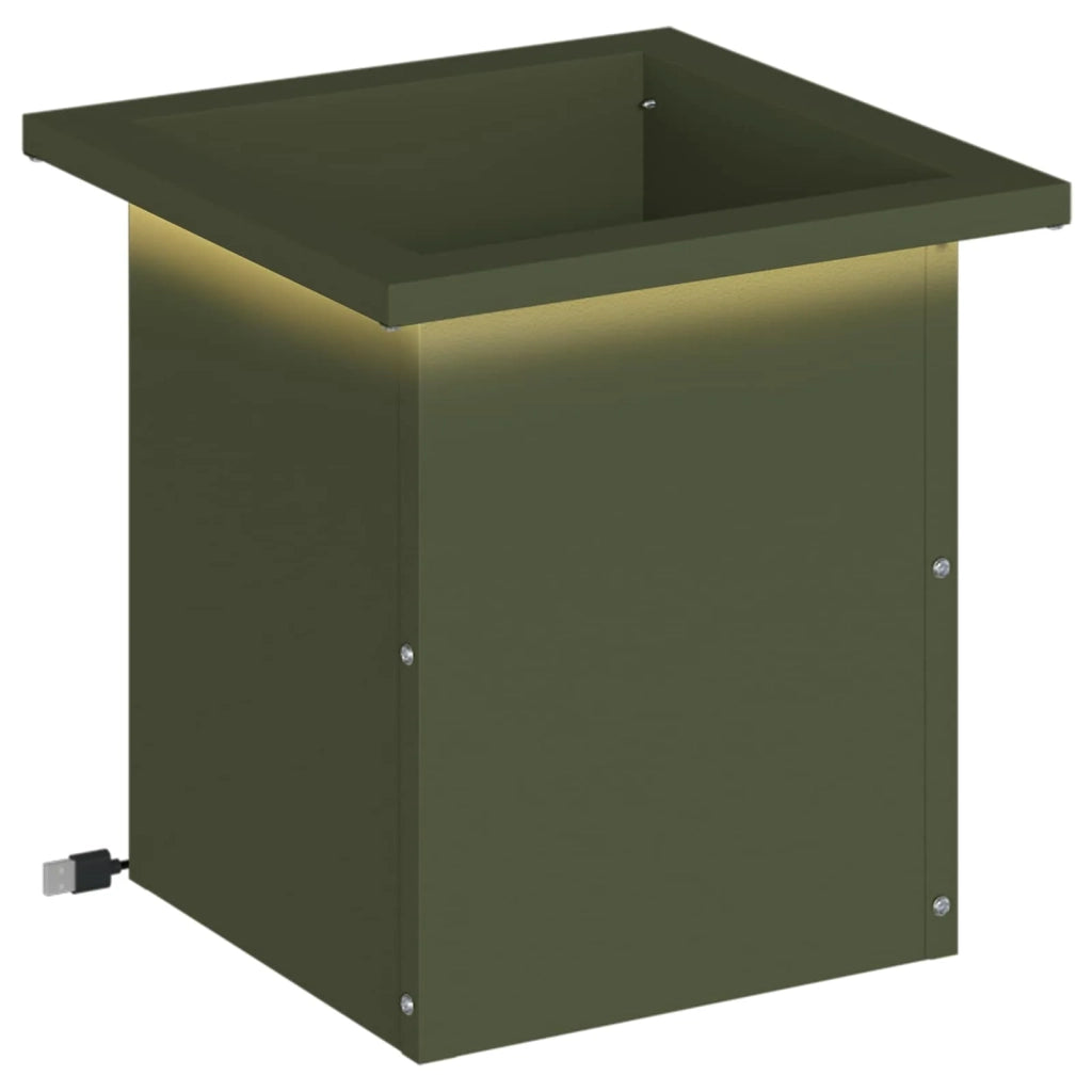 Fioriera da giardino con LED Verde Oliva 30 x 30 x 30 cm 8008062