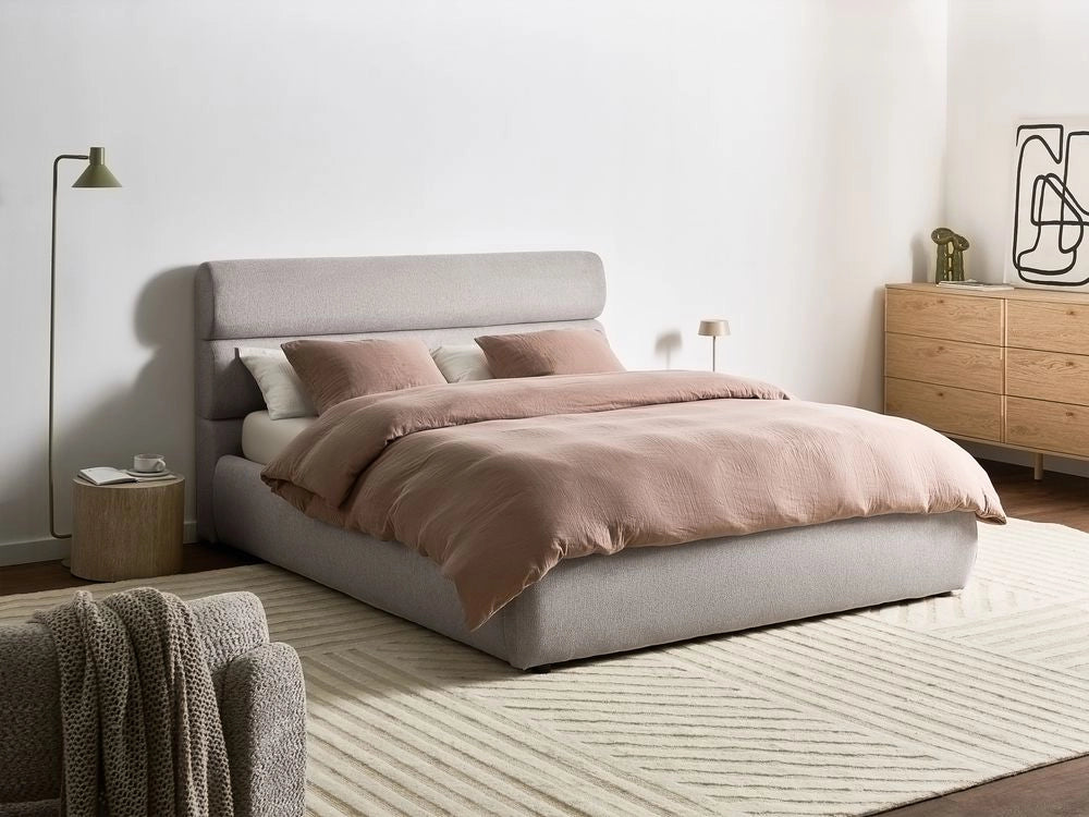Letto matrimoniale con struttura in tessuto 160 x 200 cm Contenitore grigio Design moderno
