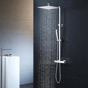 Douchekraan con termostato doccia a pioggia - set completo - chiusura quadrata cromata - acciaio inox 304
