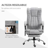 Sedia da Ufficio Massaggiante e Riscaldante ad Altezza Regolabile, Poltrona con Poggiapiedi, Sedia Ergonomica in Microfibra, 62x70x113-120 cm, Grigio