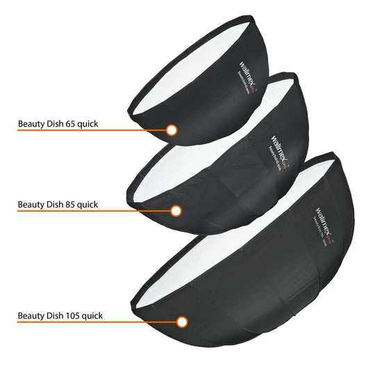 Studio Line Beauty Dish Softbox QA85 Beauty Dish Light Shaper, 85cm, profondità 40cm, pieghevole, con griglia, diffusore interno ed esterno, per flash da studio Speedlite 22455