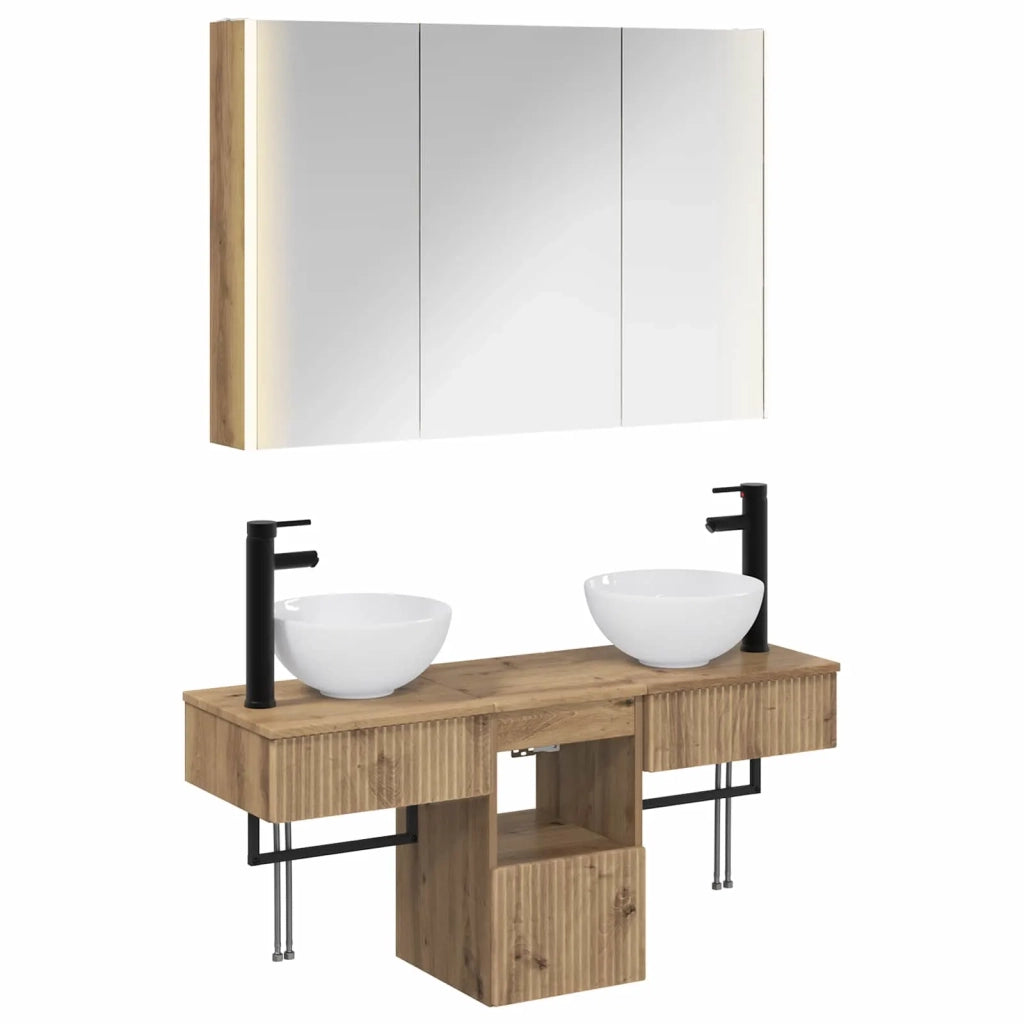 Set di Armadi da Bagno 4 pcs Rovere Artigianale 3406270