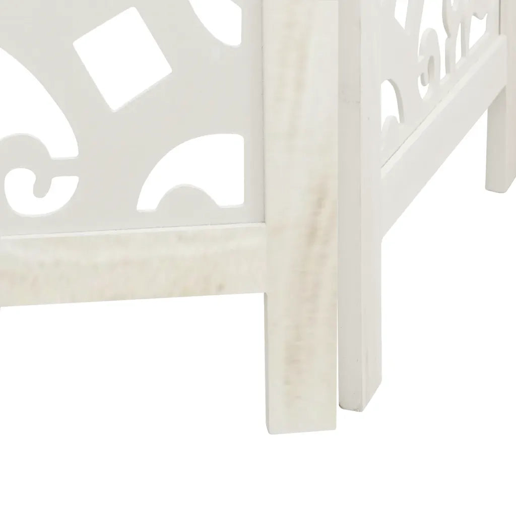 Divisorio Ambienti 5Pannelli Bianco Legno Massello di Paulownia 358742