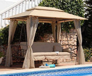 Gazebo con dondolo, letto e zanzariere 255x175x250cm da esterno in ferro Sicorage Megy