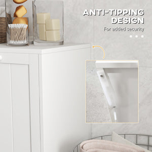 Mobile Portabiancheria con 2 Scomparti a Ribalta 66x33x68 cm in Legno Bianco