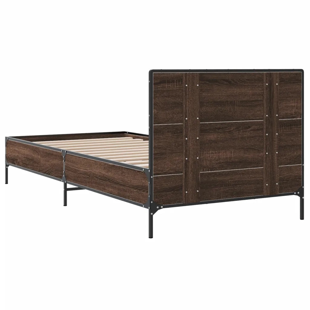 Giroletto-Struttura Letto Rovere Marrone 75x190 cm Legno Multistrato e Metallo 772214
