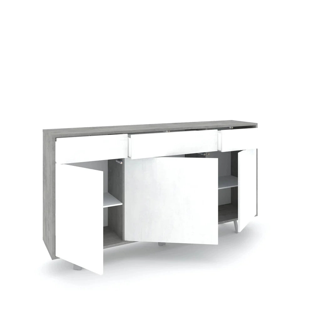 Mobile Soggiorno 3 Ante 3 Cassetti 164x41 h92cm Ossido Bianco